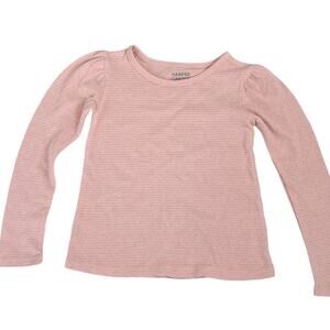 Harper Canyon Girls  Puff Long Sleeve Pink  Metallic Stripe Top Size 7 NWT